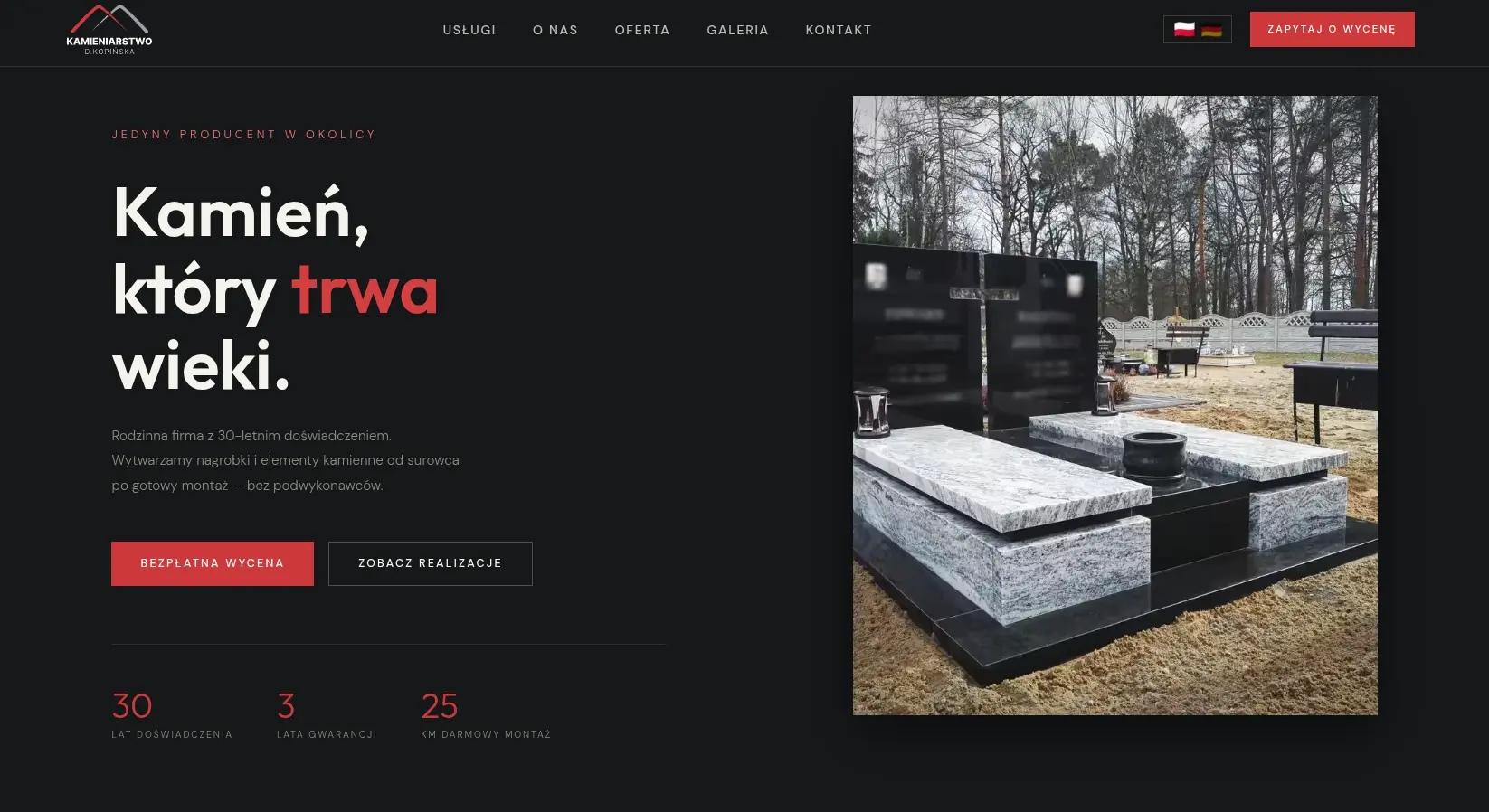 Nowa strona nagrobki-krosno.pl po przebudowie